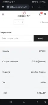 welcome coupon verification screenshot