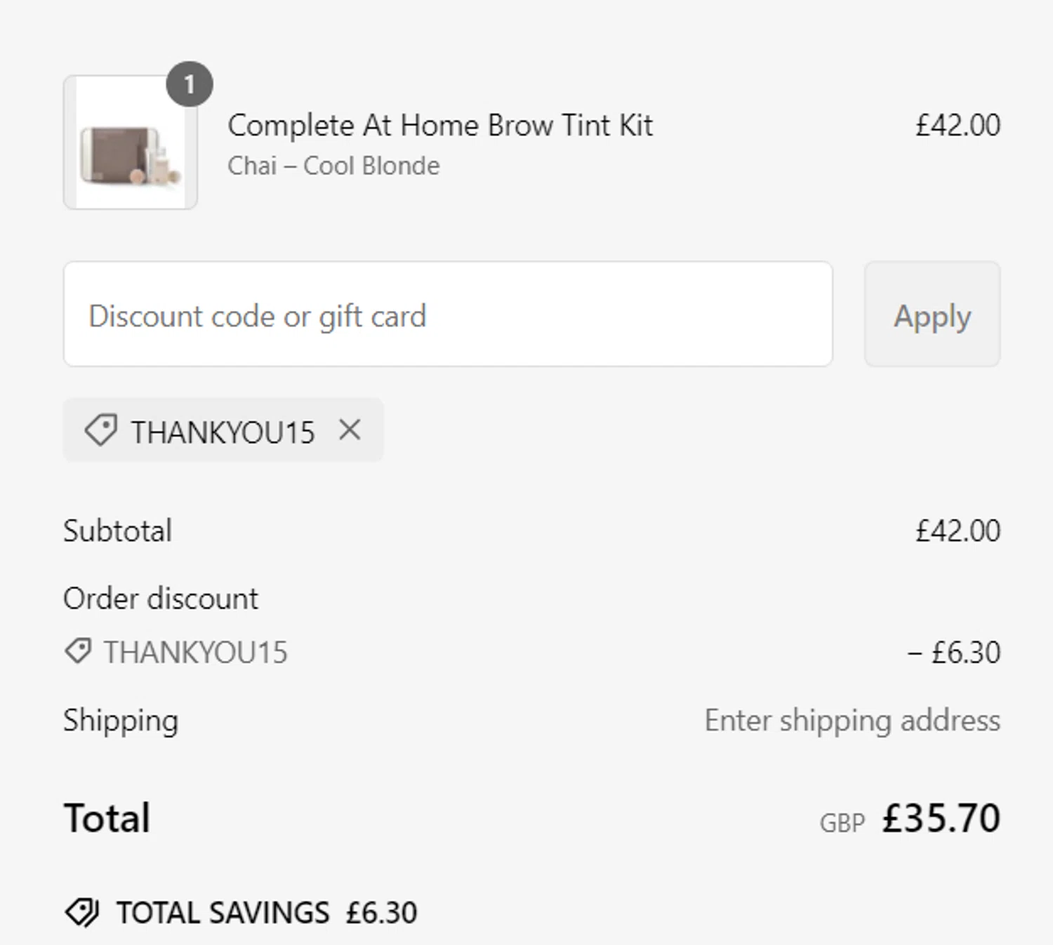 BBB London discount code screenshot showing code THANKYOU15 applied at BBB London checkout page. Uploaded by SimplyCodes community member CODERx47 on Feb 6, 2025
