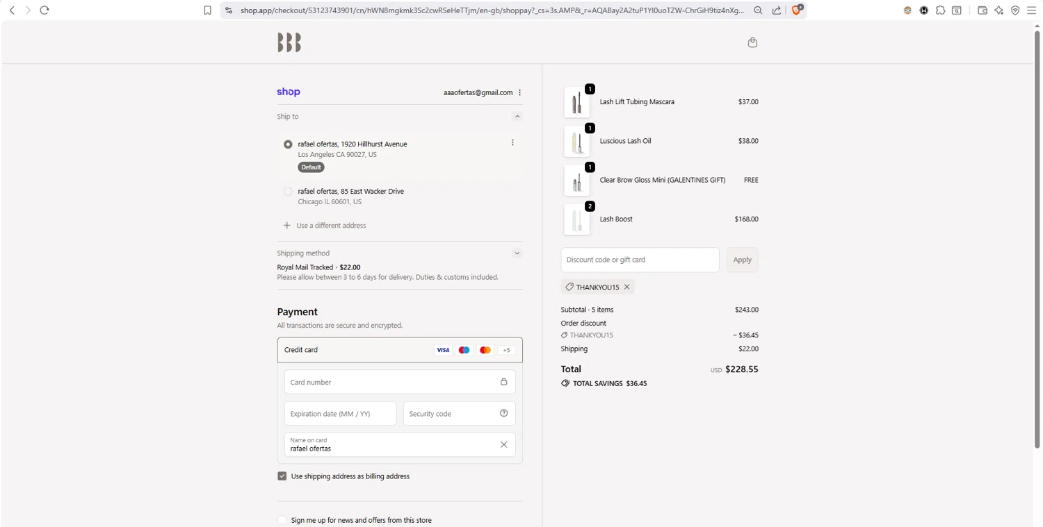 BBB London checkout page showing BBB London discount code box | Screenshot taken by SimplyCodes community member on Feb 14, 2026