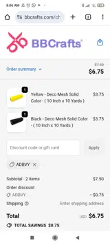ADBVY coupon verification screenshot