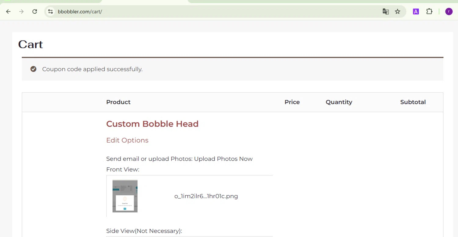 Bbobbler coupon code screenshot showing code 10bbobb applied at Bbobbler checkout page. Uploaded by SimplyCodes community member SmartVoyager1455 on Mar 11, 2025