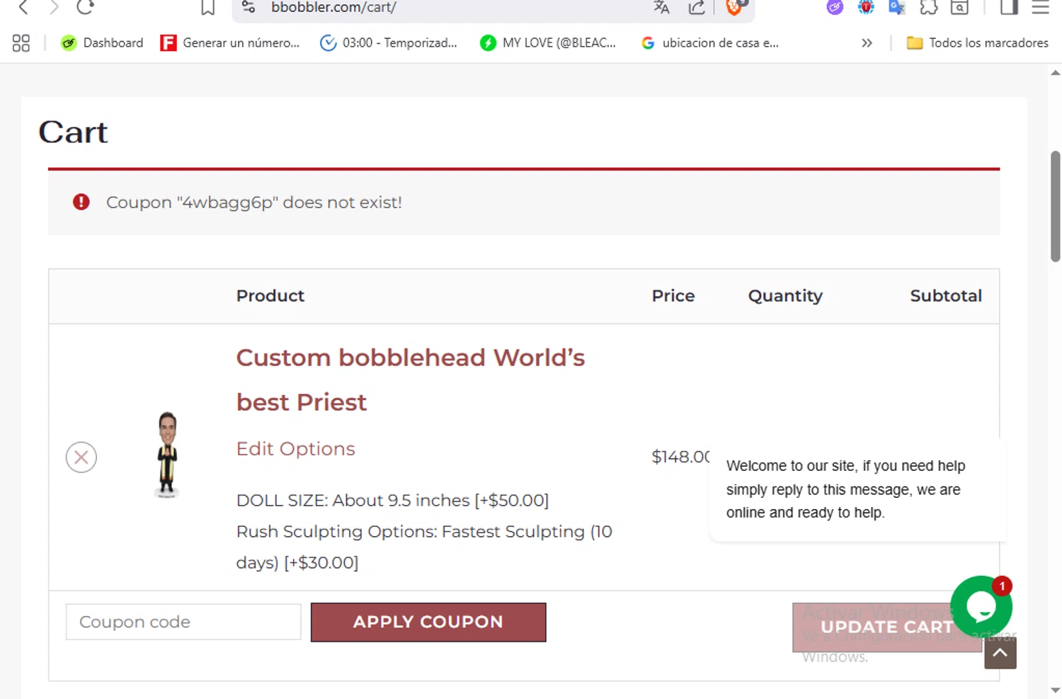 Bbobbler coupon code screenshot showing code 4WBAGG6P applied at Bbobbler checkout page. Uploaded by SimplyCodes community member Francisco01 on Oct 16, 2025