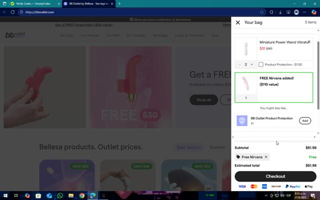 BB Outlet checkout page showing BB Outlet promo code box | Screenshot taken by SimplyCodes community member on Aug 27, 2025