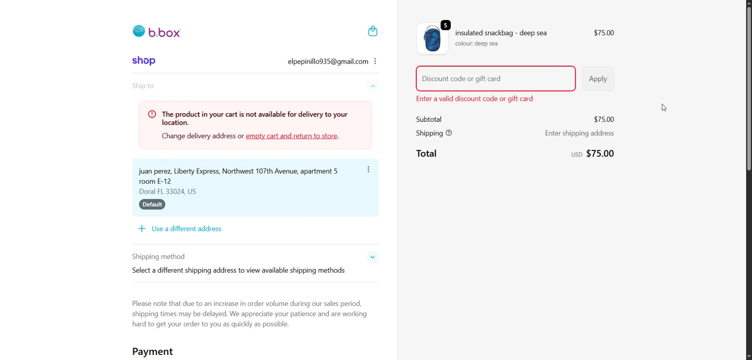 b.box discount code screenshot showing code WELCOME10 applied at b.box checkout page. Uploaded by SimplyCodes community member ValueHawk3038 on Jan 4, 2026