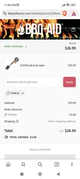 PNW10 coupon verification screenshot