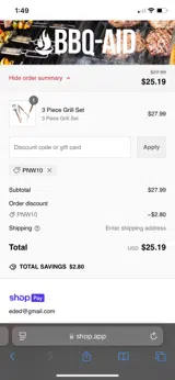 PNW10 coupon verification screenshot