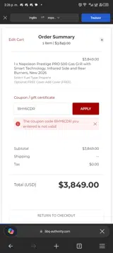 BBQ Authority coupon verification screenshot
