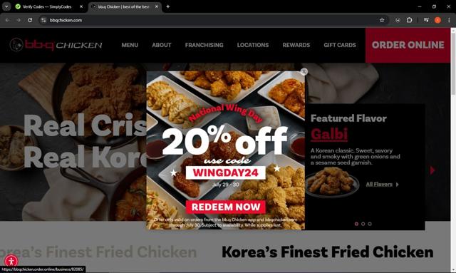 Bbq chicken checkout page showing Bbq chicken promo code box | Screenshot taken by SimplyCodes community member on Jul 30, 2024