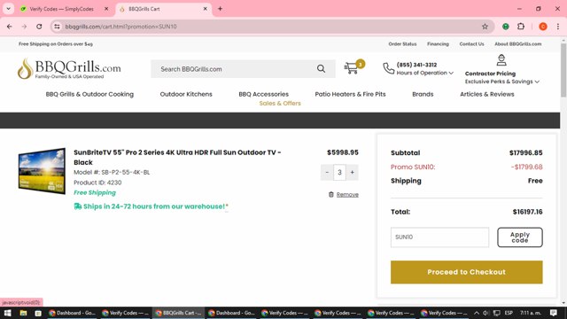BBQGrills.com checkout page showing BBQGrills.com promo code box | Screenshot taken by SimplyCodes community member on Jun 28, 2024