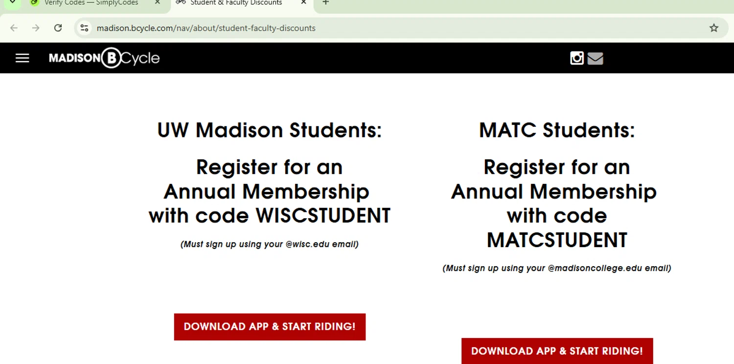 BCycle promo code screenshot showing code MATCSTUDENT applied at BCycle checkout page. Uploaded by SimplyCodes community member ValiantRanger5812 on Mar 19, 2025