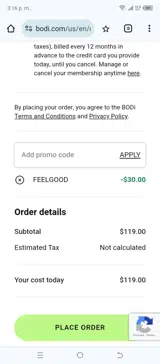 FEELGOOD coupon verification screenshot