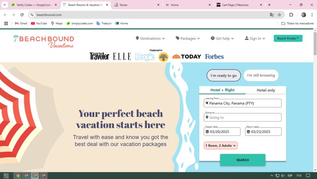 BeachBound checkout page showing BeachBound promo code box | Screenshot taken by SimplyCodes community member on Mar 6, 2025