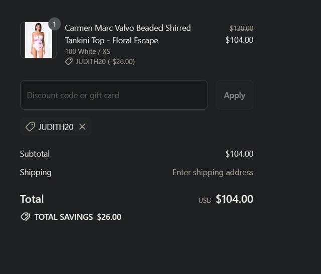 Beach House Swimwear checkout page showing Beach House Swimwear coupon code box | Screenshot taken by SimplyCodes community member on Sep 5, 2025