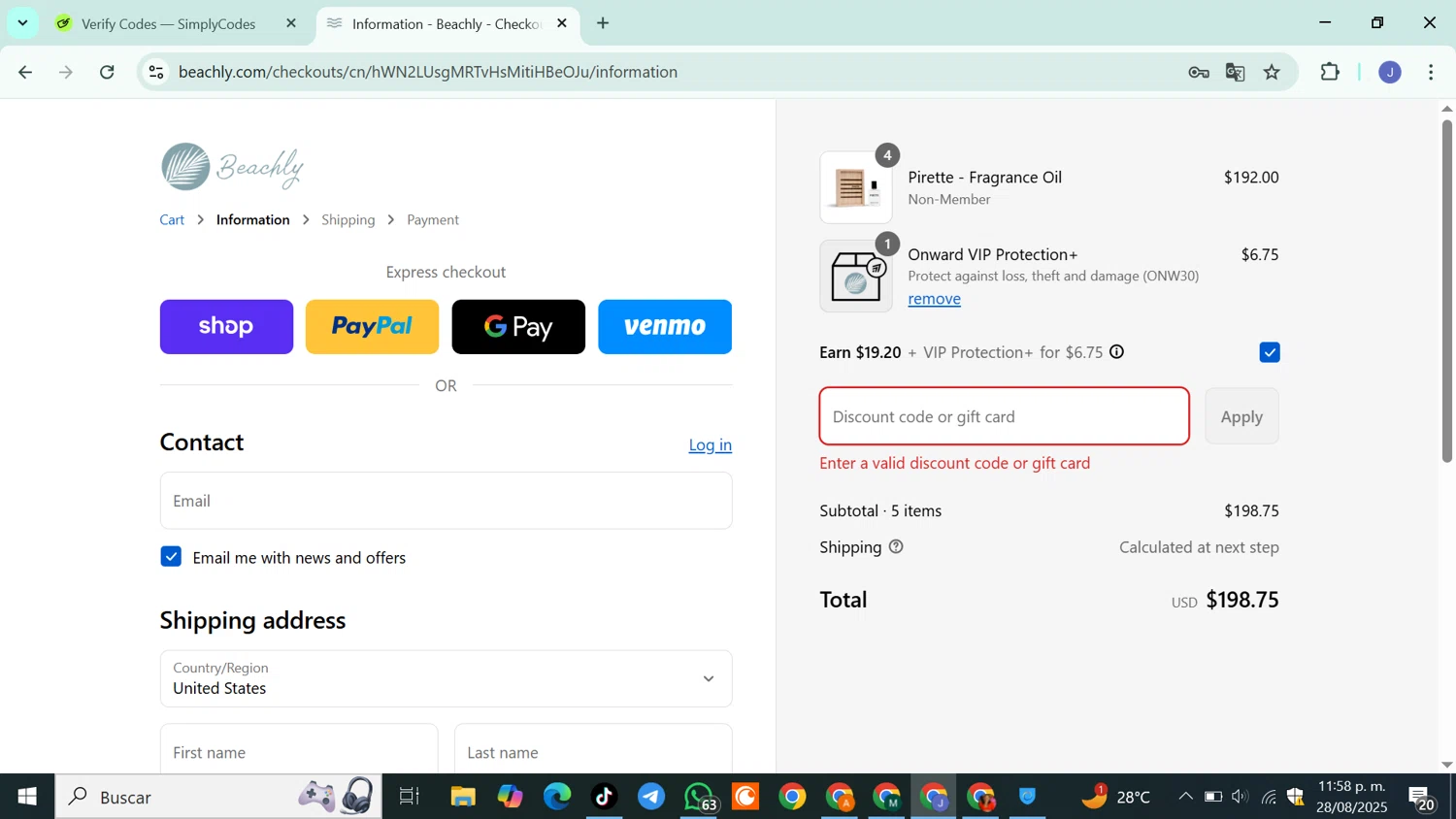 Beachly promo code screenshot showing code CACTUS15 applied at Beachly checkout page. Uploaded by SimplyCodes community member DiscountSleuth6807 on Aug 29, 2025