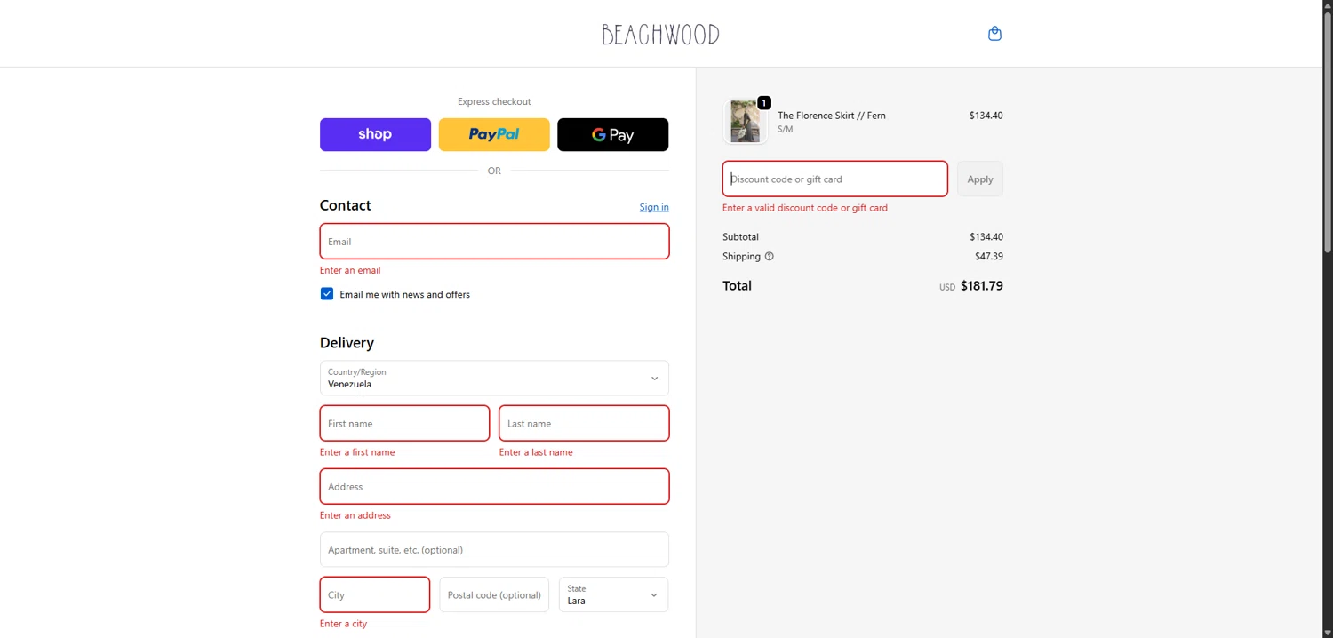 Beachwood Baby discount code screenshot showing code HOLA15 applied at Beachwood Baby checkout page. Uploaded by SimplyCodes community member VoucherCaptain6631 on Nov 30, 2025