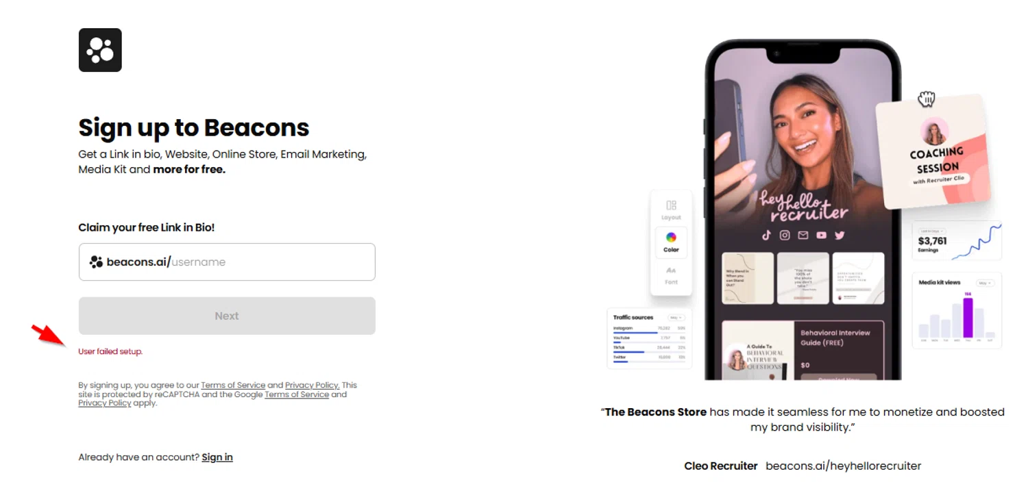Beacons promo code screenshot showing code halfoff applied at Beacons checkout page. Uploaded by SimplyCodes community member SimplyCVerlie on Mar 13, 2025