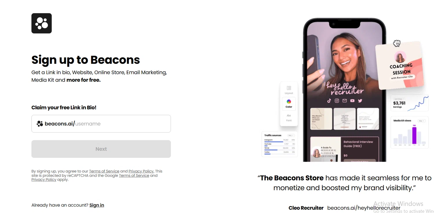 Beacons promo code screenshot showing code halfoff applied at Beacons checkout page. Uploaded by SimplyCodes community member Lioniel on Dec 31, 2024