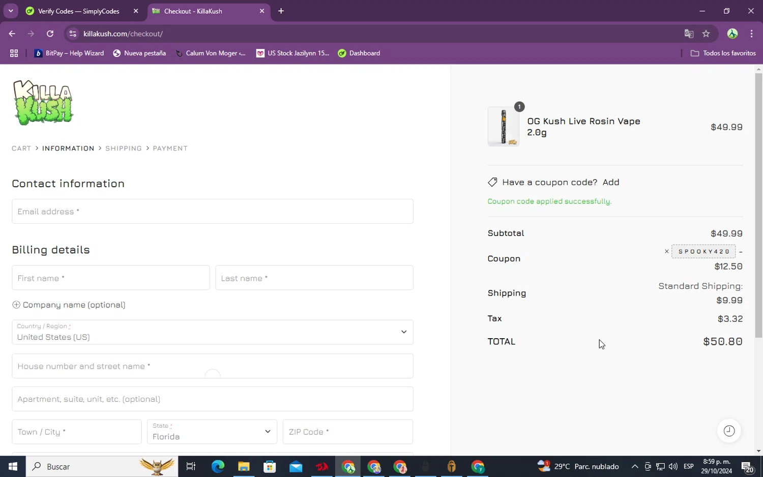 Beacons checkout page showing Beacons promo code box | Screenshot taken by SimplyCodes community member on Oct 30, 2024