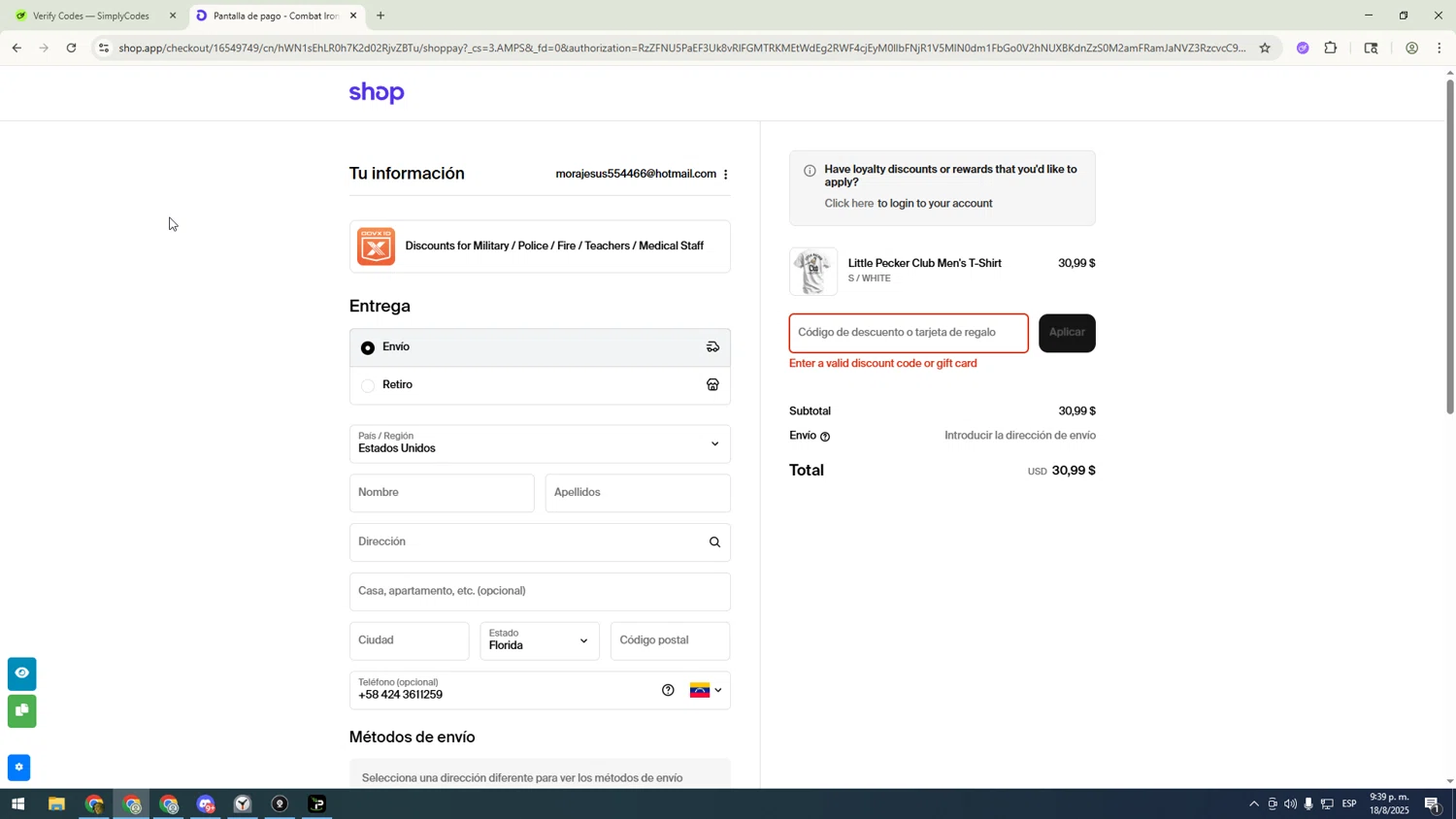 Beacon Threads discount code screenshot showing code Welcome10 applied at Beacon Threads checkout page. Uploaded by SimplyCodes community member GloriousHufghnter5044sdgfg on Aug 19, 2025