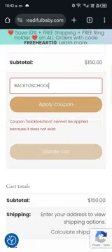 BACKTOSCHOOL coupon verification screenshot