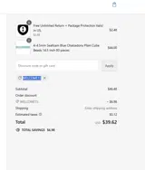 WELCOME15 coupon verification screenshot