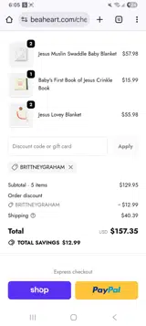 Be A Heart coupon verification screenshot