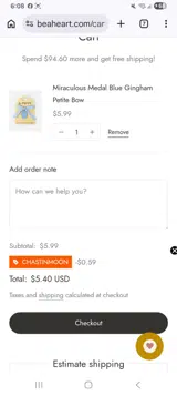 Be A Heart coupon verification screenshot