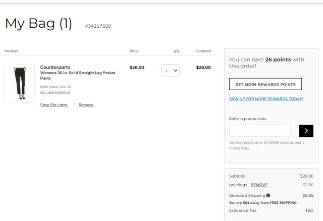 Bealls Florida checkout page showing Bealls Florida promo code box | Screenshot taken by SimplyCodes community member on Sep 10, 2022