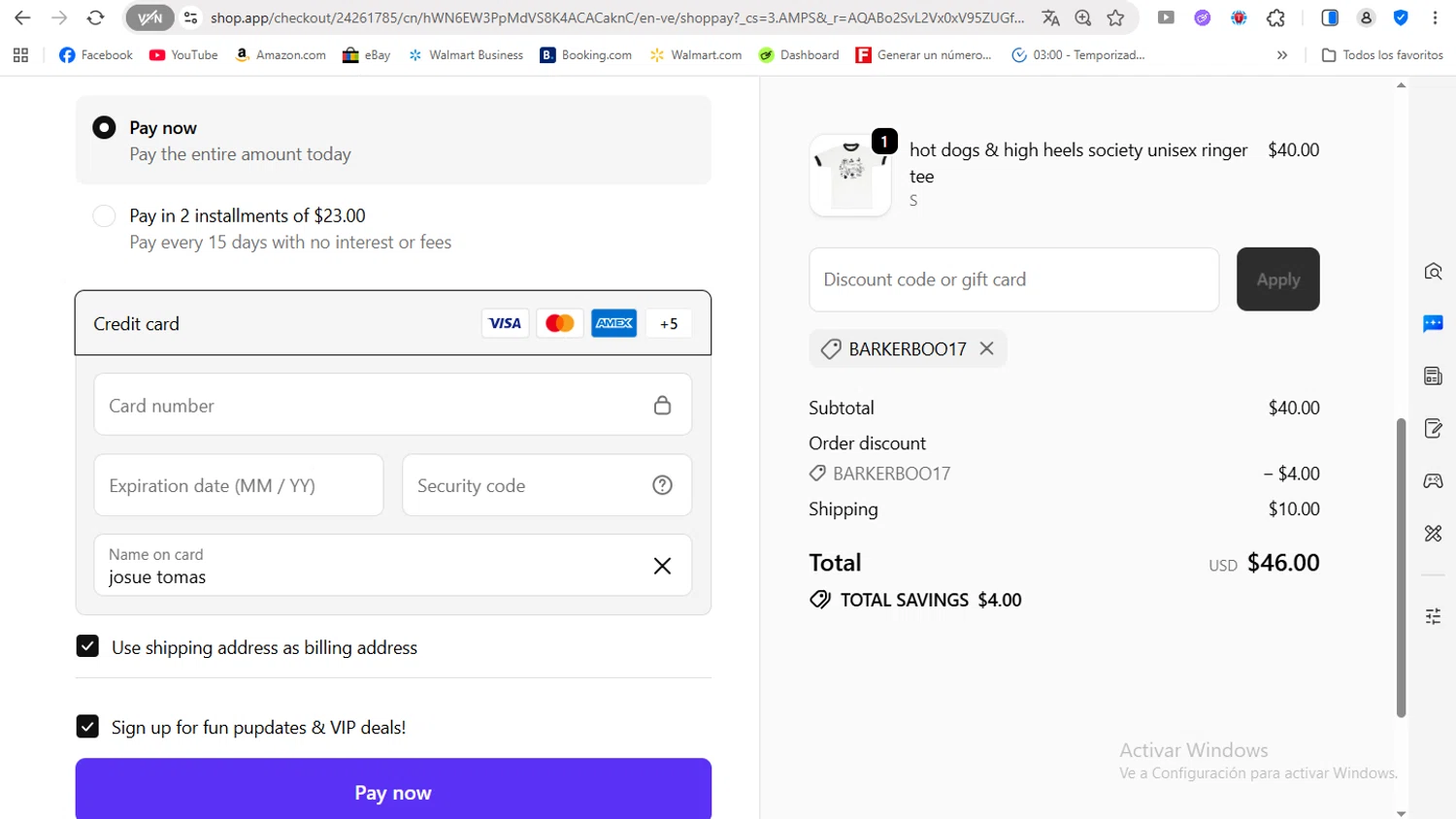 Bean Goods discount code screenshot showing code BARKERBOO17 applied at Bean Goods checkout page. Uploaded by SimplyCodes community member FrancyB on Dec 9, 2025