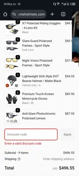VTRN10 coupon verification screenshot