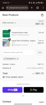 ROUNDUP10 coupon verification screenshot