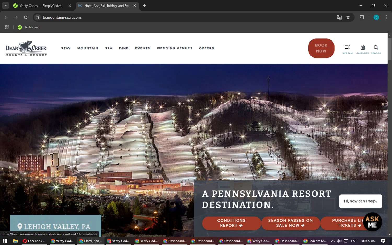 Bear Creek Resort checkout page showing Bear Creek Resort promo code box | Screenshot taken by SimplyCodes community member on Jan 4, 2025
