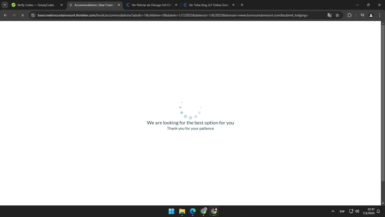 Bear Creek Resort promo code screenshot showing code bienvenido15 applied at Bear Creek Resort checkout page. Uploaded by SimplyCodes community member humanmos on Jan 8, 2025