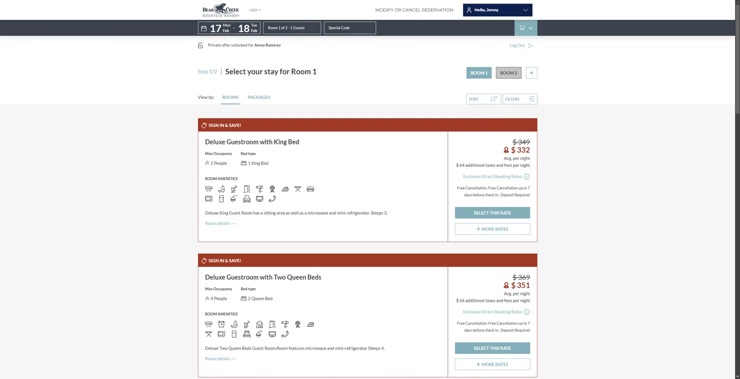 Bear Creek Resort promo code screenshot showing code summ20 applied at Bear Creek Resort checkout page. Uploaded by SimplyCodes community member 1323535 on Feb 17, 2025