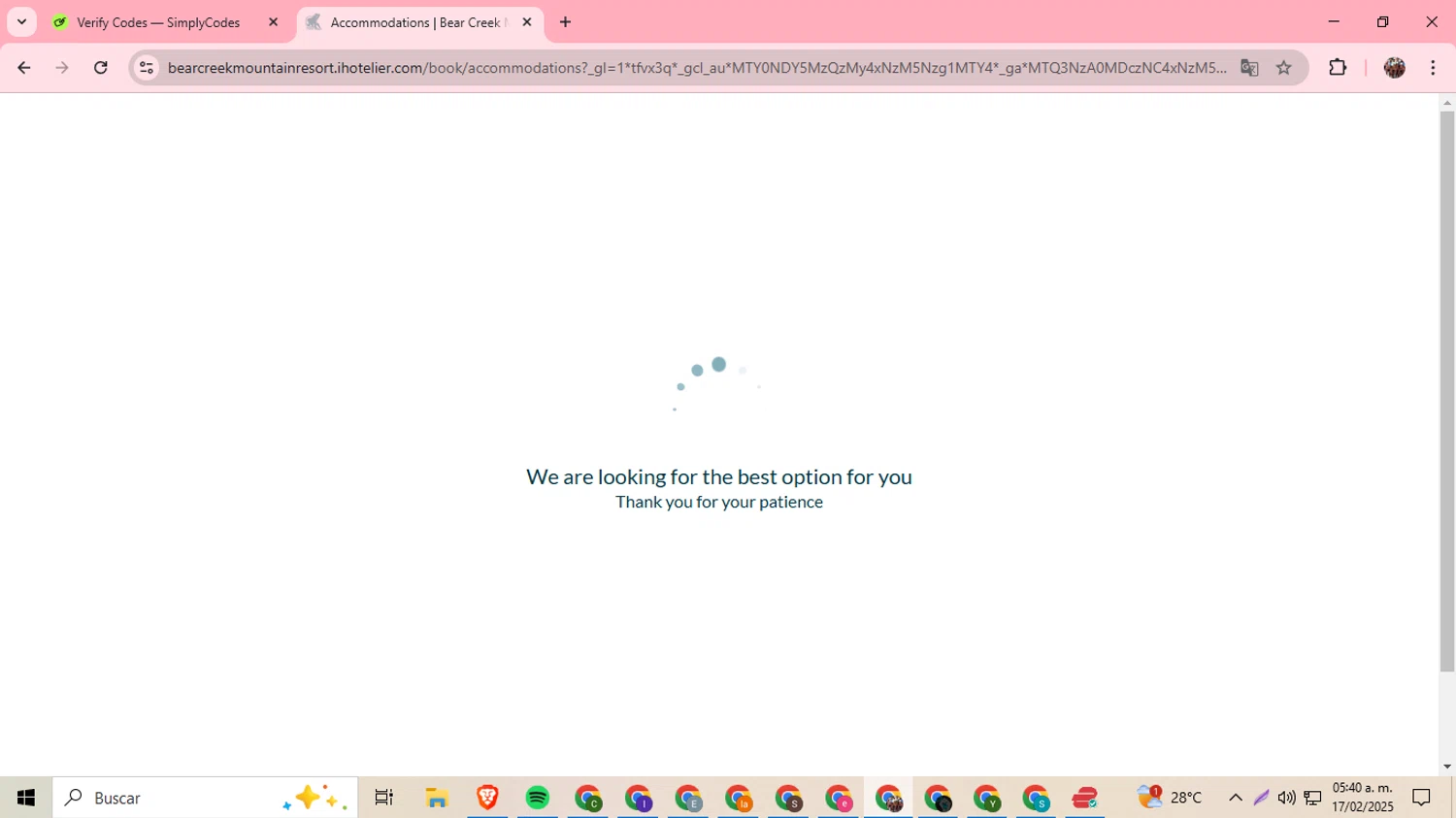 Bear Creek Resort promo code screenshot showing code summ20 applied at Bear Creek Resort checkout page. Uploaded by SimplyCodes community member BargainExpert9390 on Feb 17, 2025