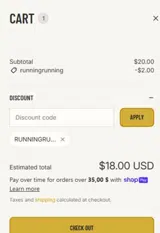 runningrunning coupon verification screenshot