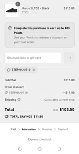 STEPHANIE10 coupon verification screenshot