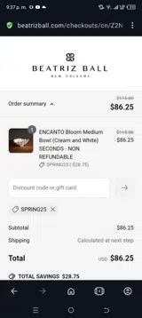 Beatriz Ball coupon verification screenshot