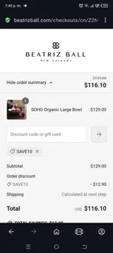 Beatriz Ball coupon verification screenshot