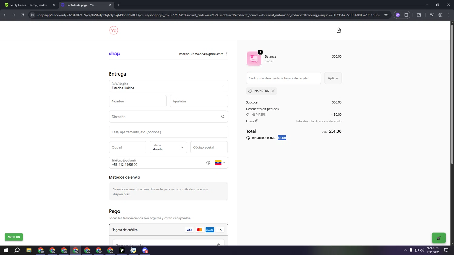 Beautiful Yu promo code screenshot showing code INSPIRERN applied at Beautiful Yu checkout page. Uploaded by SimplyCodes community member gggggggggggggggggggggg on Nov 2, 2025