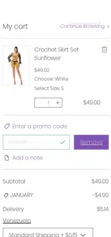 JANUARY coupon verification screenshot