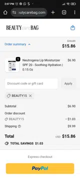 Beauty Care Bag coupon verification screenshot