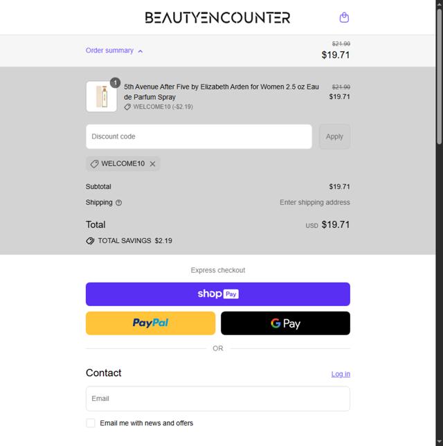 Beauty Encounter checkout page showing Beauty Encounter promo code box | Screenshot taken by SimplyCodes community member on Aug 9, 2025