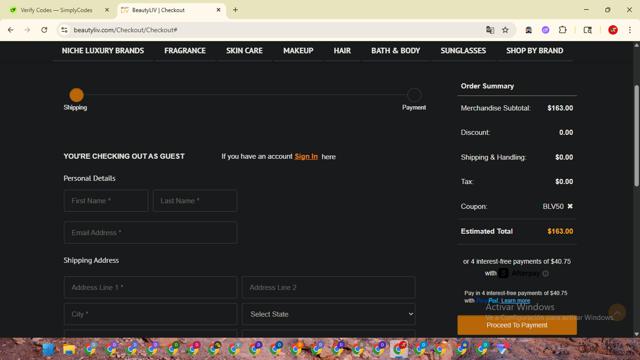 BeautyLIV.com checkout page showing BeautyLIV.com discount code box | Screenshot taken by SimplyCodes community member on Aug 13, 2025