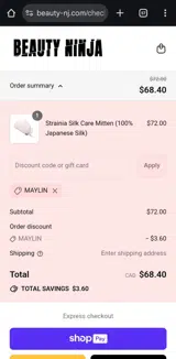 MAYLIN coupon verification screenshot
