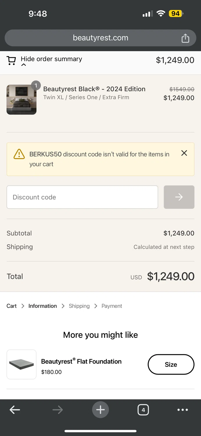 where to use Beautyrest promo code box
