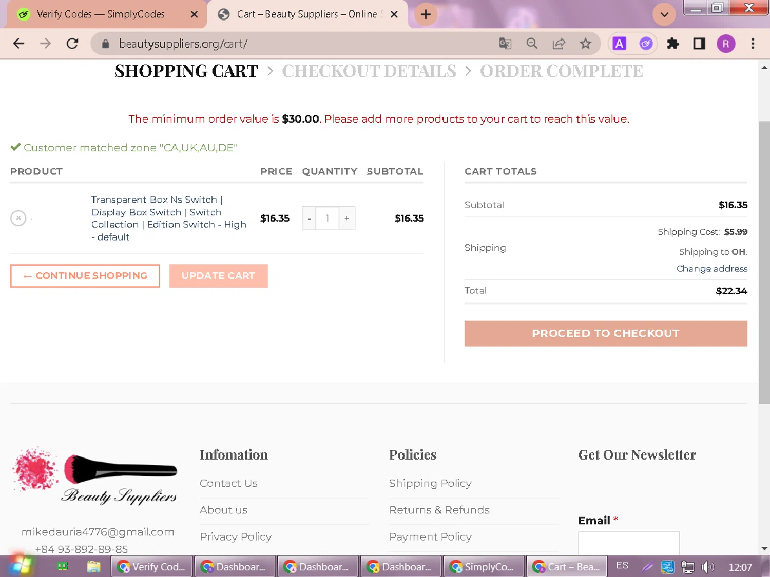 Beauty Suppliers coupon code screenshot showing code SHIPFREE applied at Beauty Suppliers checkout page. Uploaded by SimplyCodes community member BrilliantHawk1197 on May 29, 2025