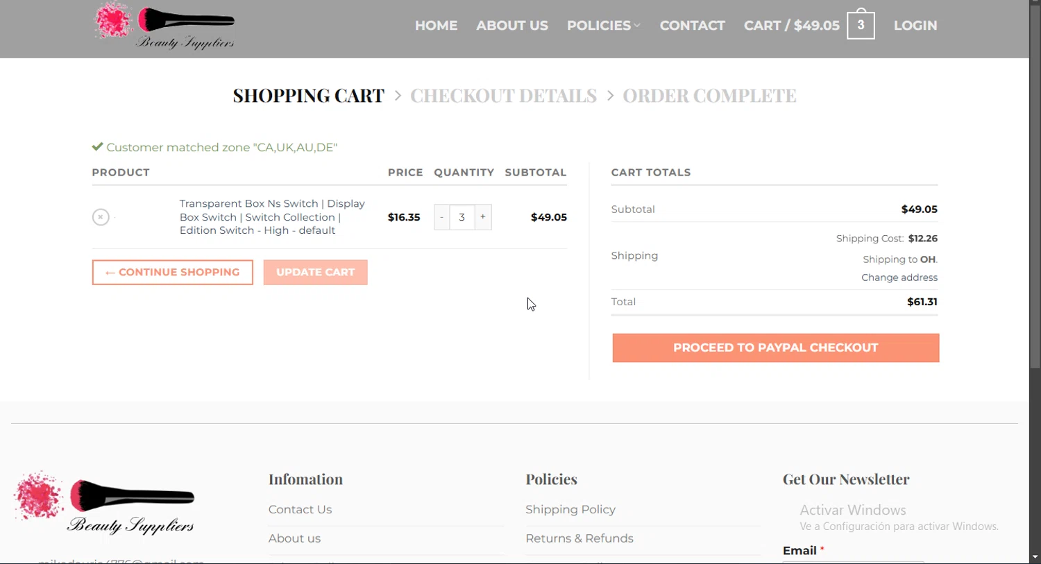 Beauty Suppliers coupon code screenshot showing code SHIPFREE applied at Beauty Suppliers checkout page. Uploaded by SimplyCodes community member MoneyEagle4780 on Mar 19, 2025