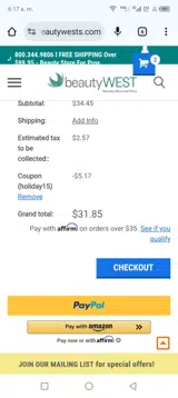 Beautywest.com coupon verification screenshot