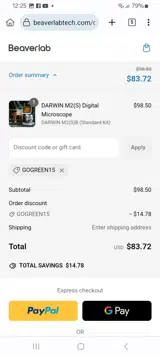 GOGREEN15 coupon verification screenshot